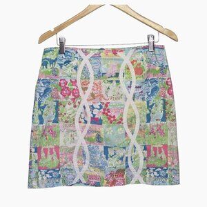 Lilly Pulitzer Women’s Skirt Size 4 Patchwork Cotton Floral Resort Coastal